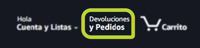 Opción "Devoluciones y pedidos" en Amazon